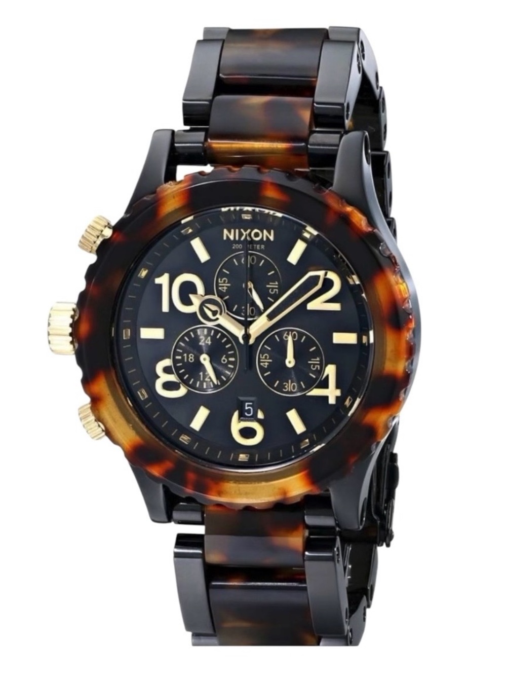 NIXON 42-20 CHRONO Tortoise Shell Quartz Mens Womens Watch - NIB - READ DESCRIPT